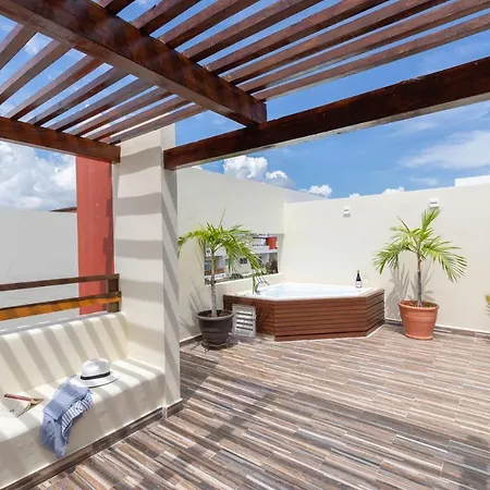 Phenomenal Combo Of 2 Separate Ph 1 In Playa Del Carmen With Private Jacuzzi, Chic Amenities, Gym And 2 Rooftops